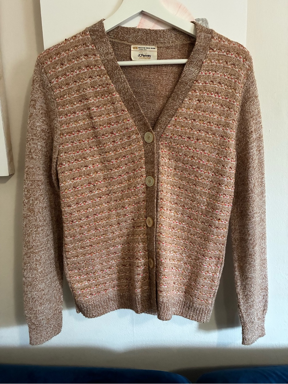 jcpenney Beige/Tan Knit Button-Front Cardigan